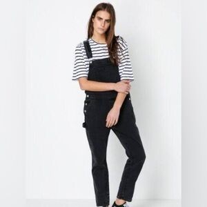 Assembly Label Ella Denim Overalls in Washed Black Denim